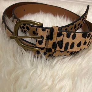 Leather cheetah print belt